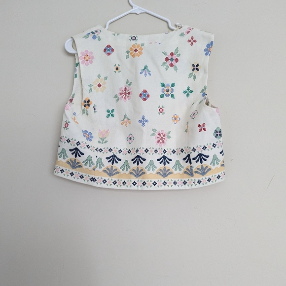 ZARA Linen printed vest White multicolor XS S XL - Picture 9 of 12